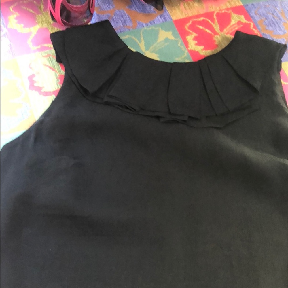 JCrew silk sleeveless ruffle top.